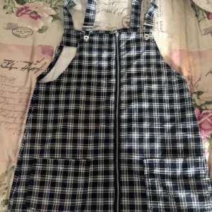 Rutig klänning  - Rutig hängselklänning med dragkedja och fickor fram till 