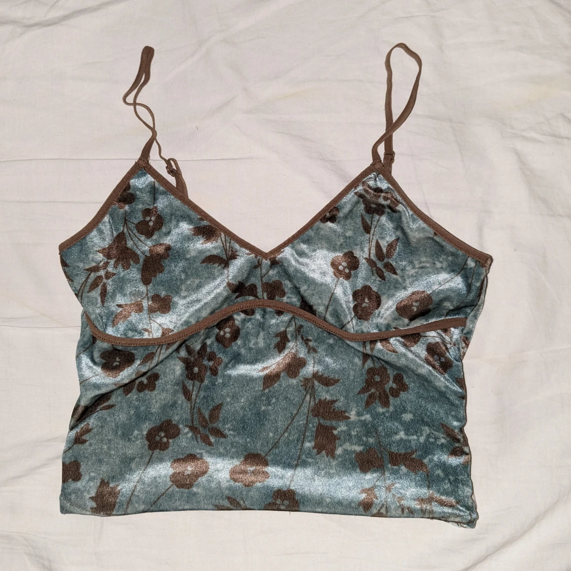 Blommigt turkost linne - 91