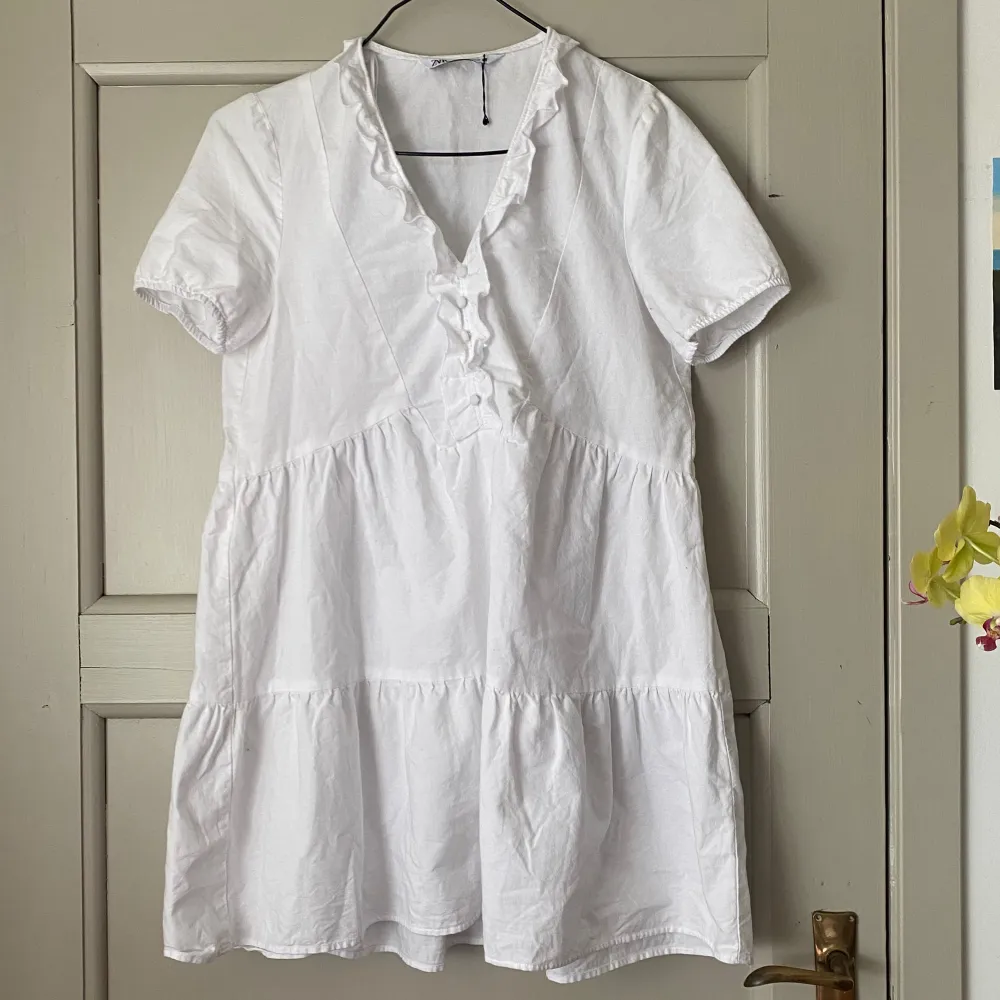 Så fin vit klänning från Zara!💘. Klänningar.