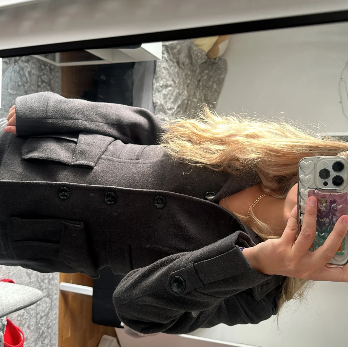 Mörk grå kappa  - 90