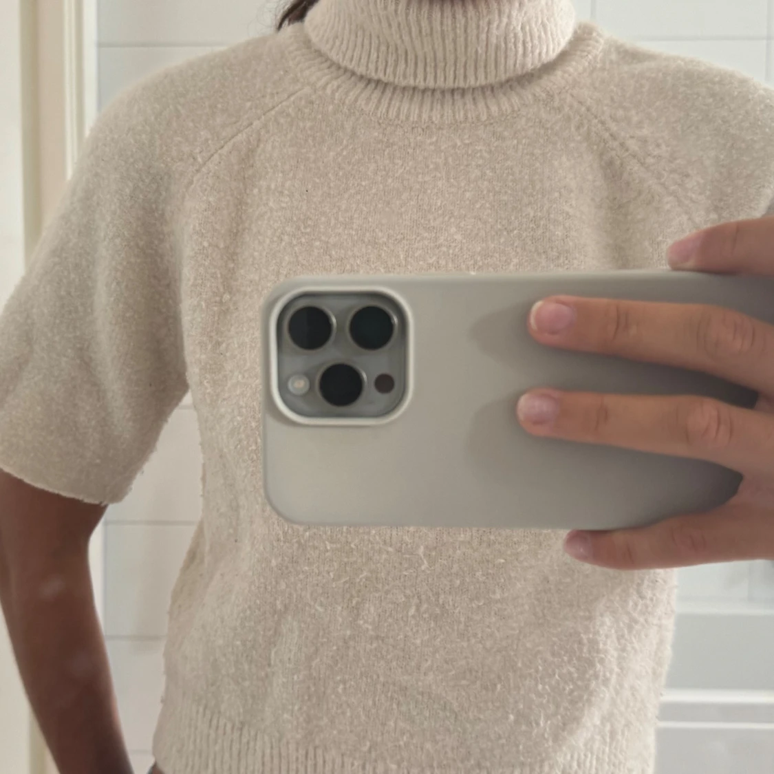 Stickad kortärmad tröja - 90