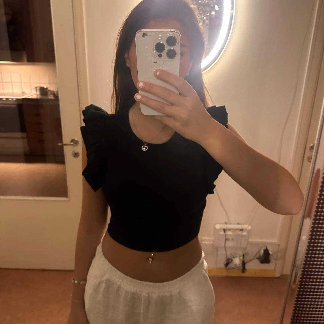 Svart kortärmad topp