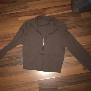 choklad brun zip-tröja - denna tröja är använd en gång och har en enkel zipper. Väldigt snygg och passar till nästan allt, inga hål och fläckar på tröjan. sitter helt okej på kroppen beroende på vilken storlek du har, tröjan är väldigt tunn men inte genomskinlig,randig mater