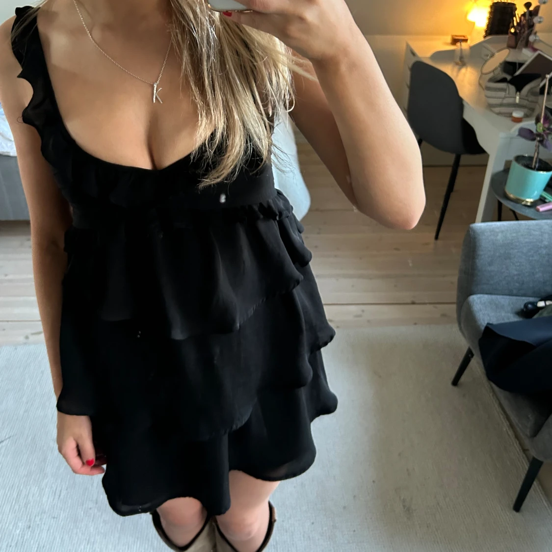 Kort volang klänning  - 90