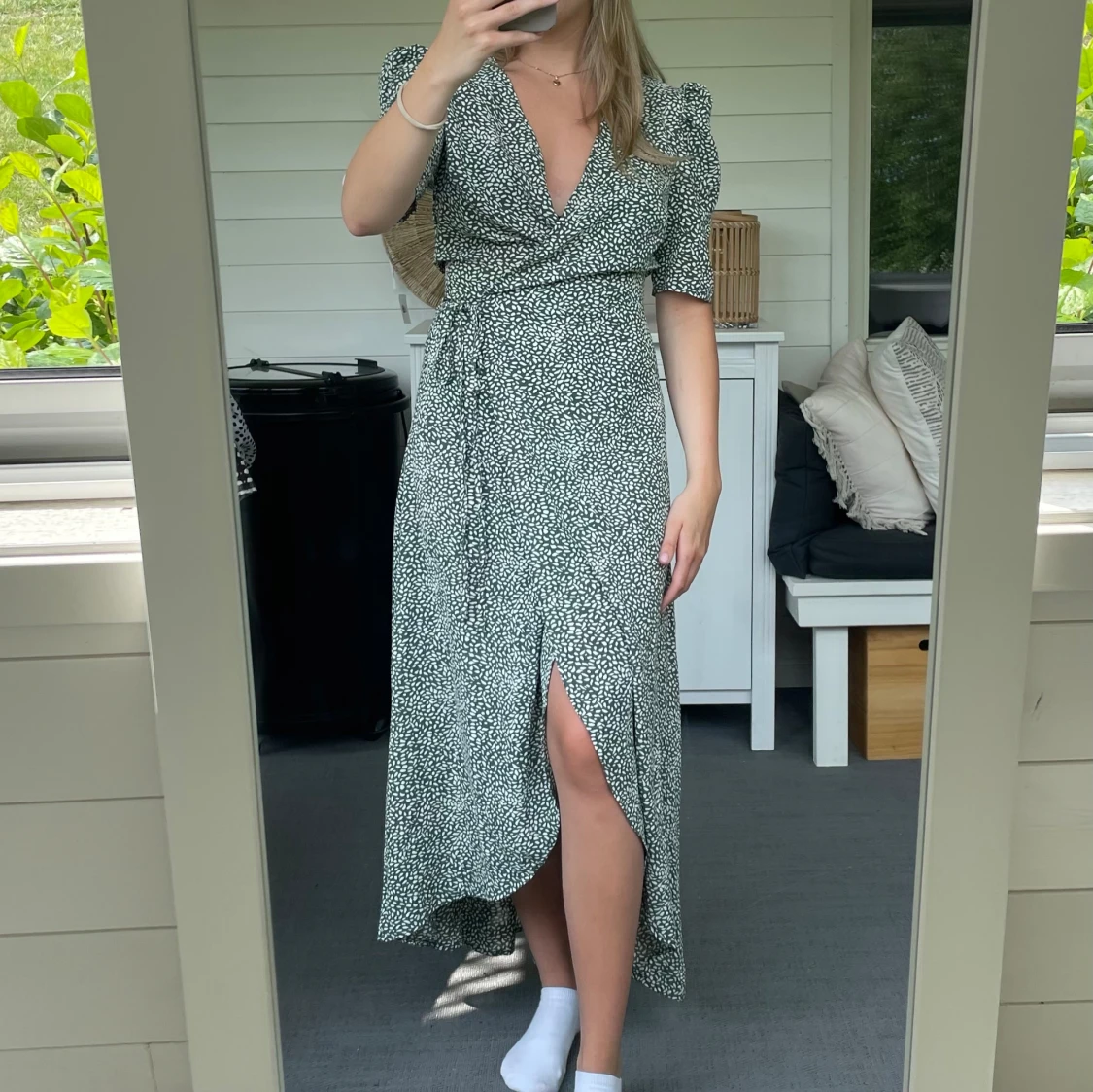 Grön långklänning