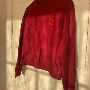 Mörk cericerosa collegetröja med röd broderad text. Köpt på NA-KD och är i storlek S. Har inga fläckar eller hål och är i bra skick.
