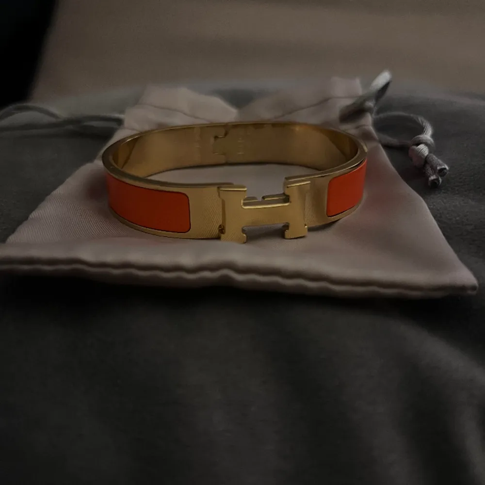 Säljer detta orangea Hermes armband (kopia) fick den i julklapp men säljer då det ej kommer till användning eftersom jag redan har en likadan. Nyttskick aldrig använd. . Accessoarer.