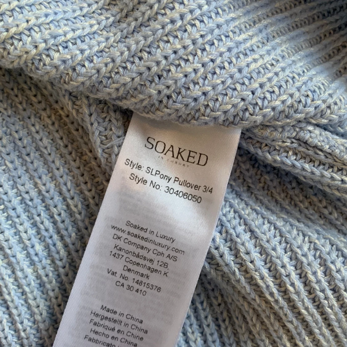 Stickad trekvarts tröja  - 90