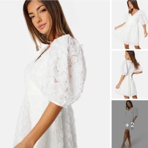 Blommig vit klänning - Hej, nu säljer jag en av mina studentklänningar, älskar denna men kan inte ha 3😁 Köpt för 999kr på bubbleroom men säljer denna för 450 men vid snabb affär 400kr Den är i stl S. Helt ny och oanvänd med lappen på, skriv för privata bilder