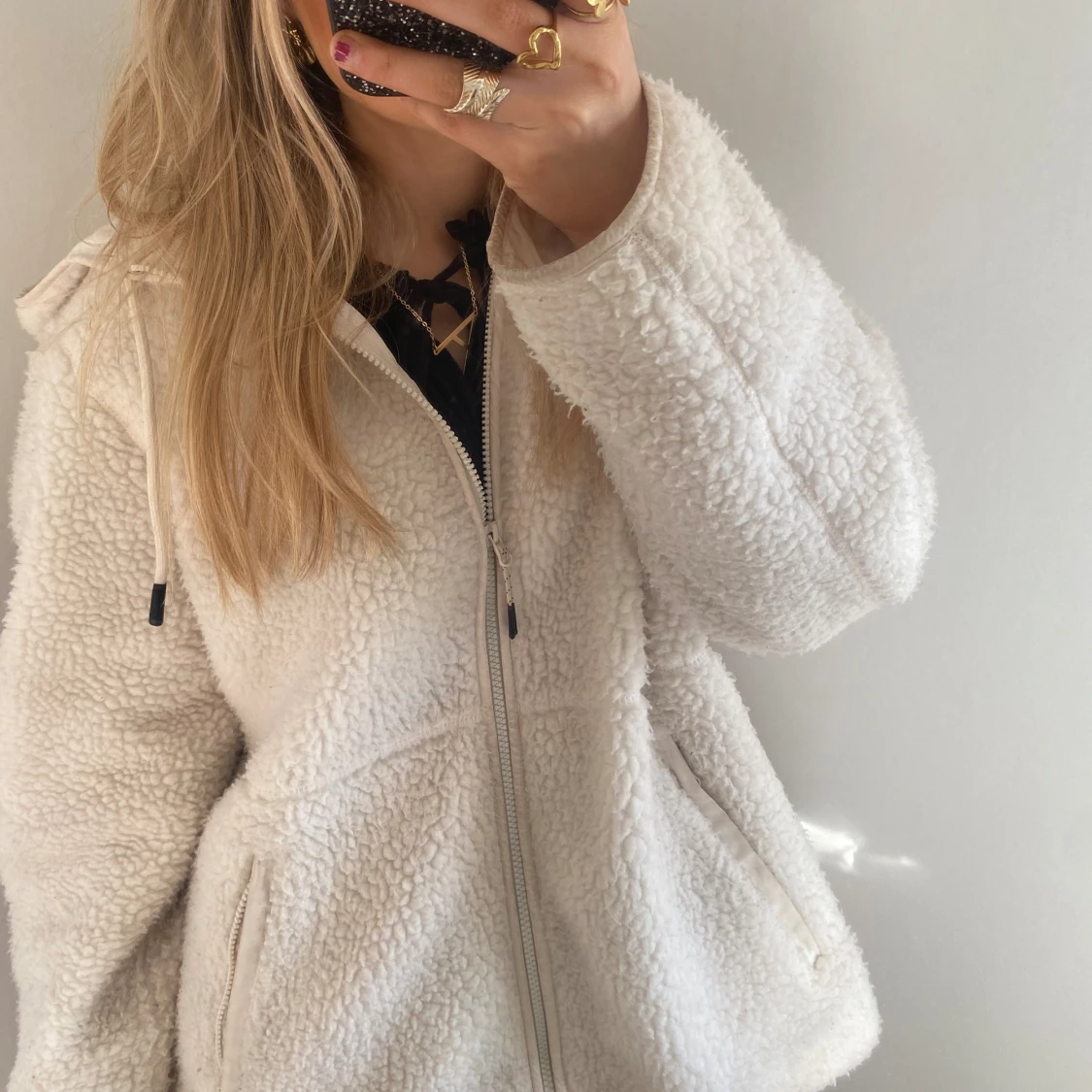 Vit teddy jacka - 90