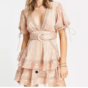 Söt rosa klänning med massa detaljer passar perfekt till fester😍 ryggen har en öppning skriv för fler bilder. Köpt på asos