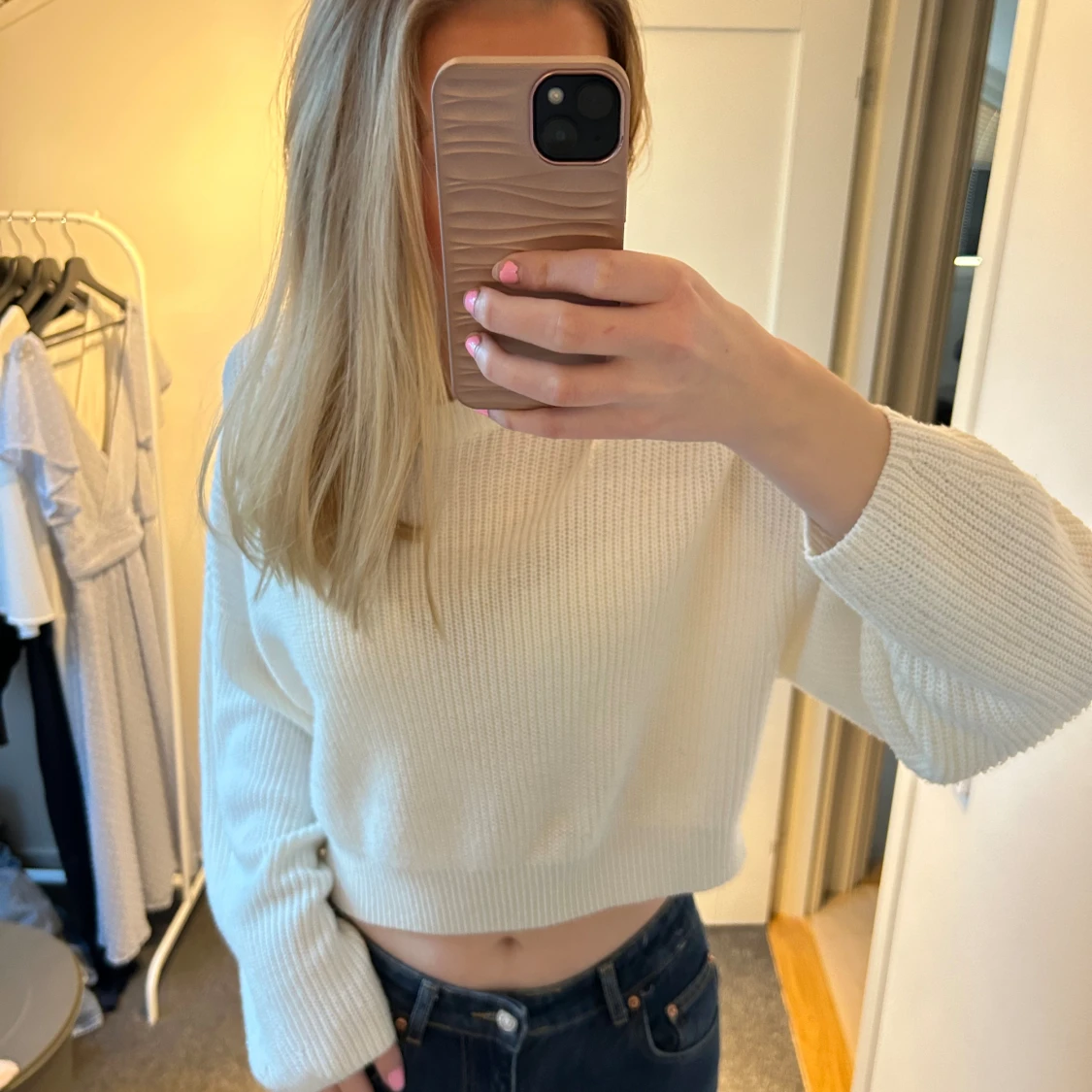 Vit stickad tröja  - 91