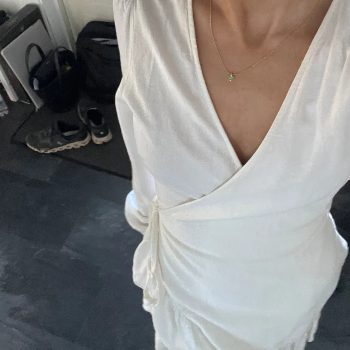 Vit linneklänning - 91