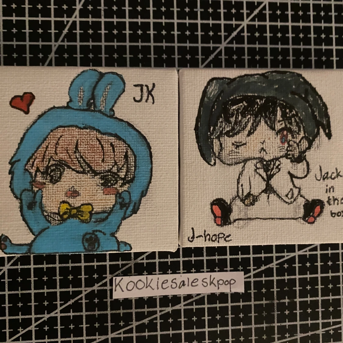 Två små Canvas tavlor med Jungkook och Jhope motiv 