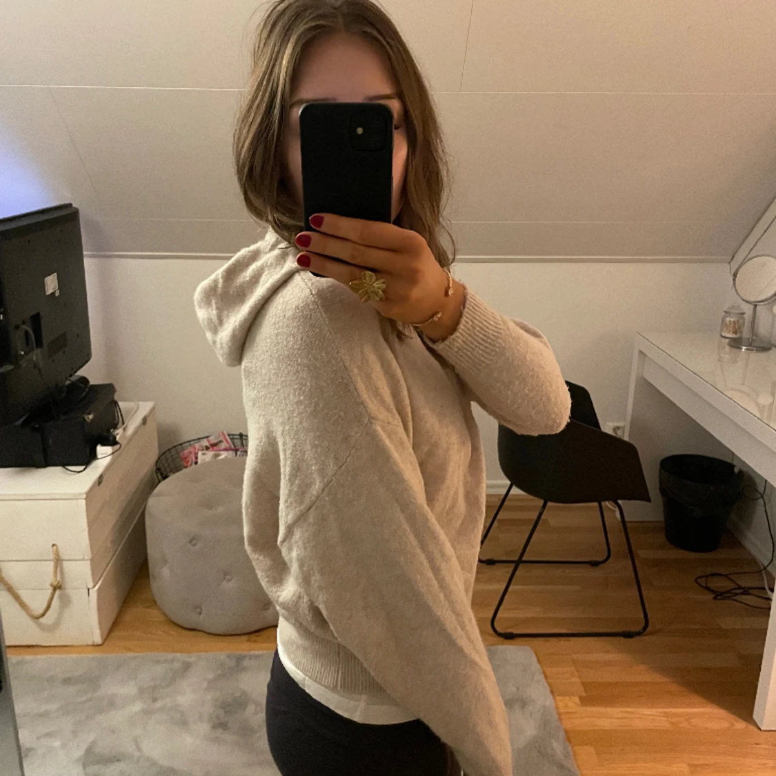 Stickad hoodie  - 90