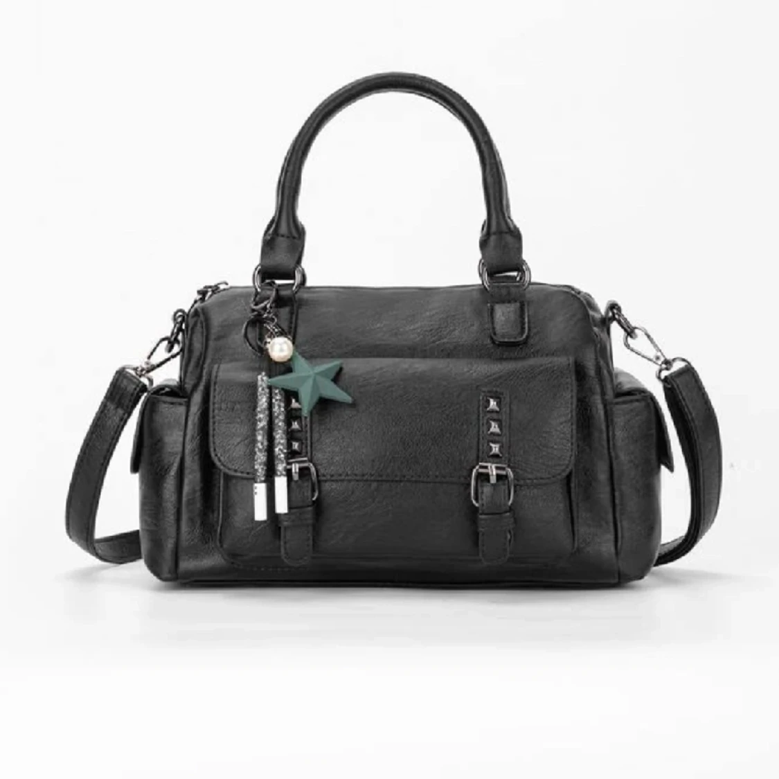 Svart fake läder väska