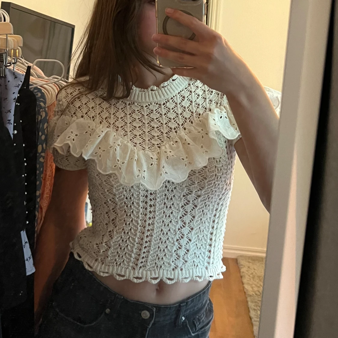 Broderad blus/topp Zara