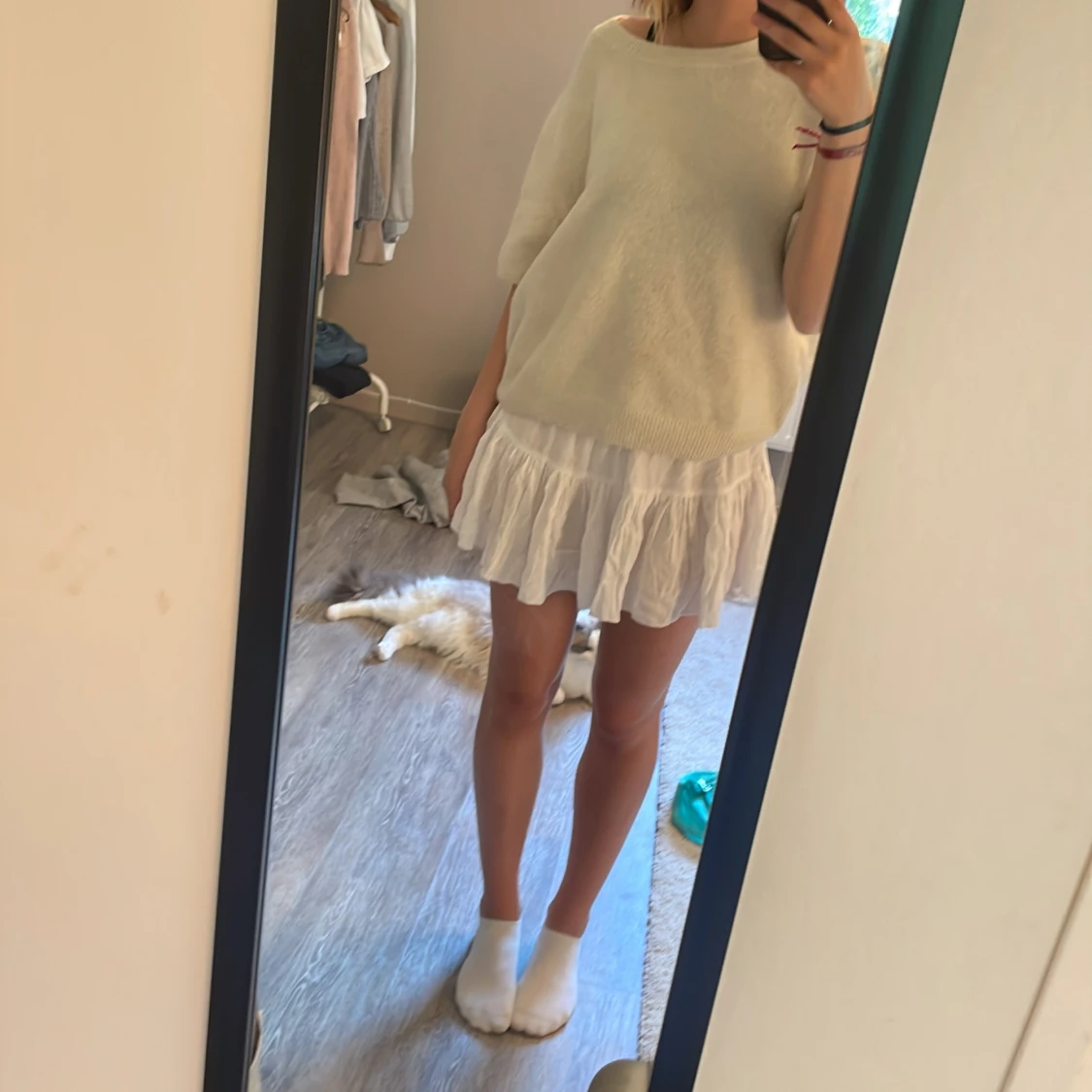 Stickad t-shirt beige - 90