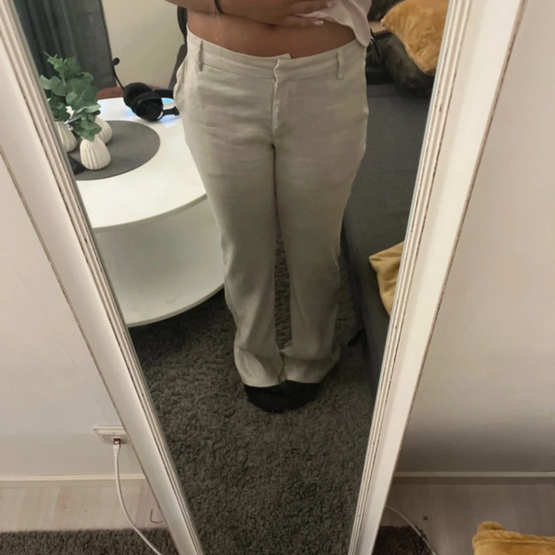 Lågmidjade linnebyxor - 90