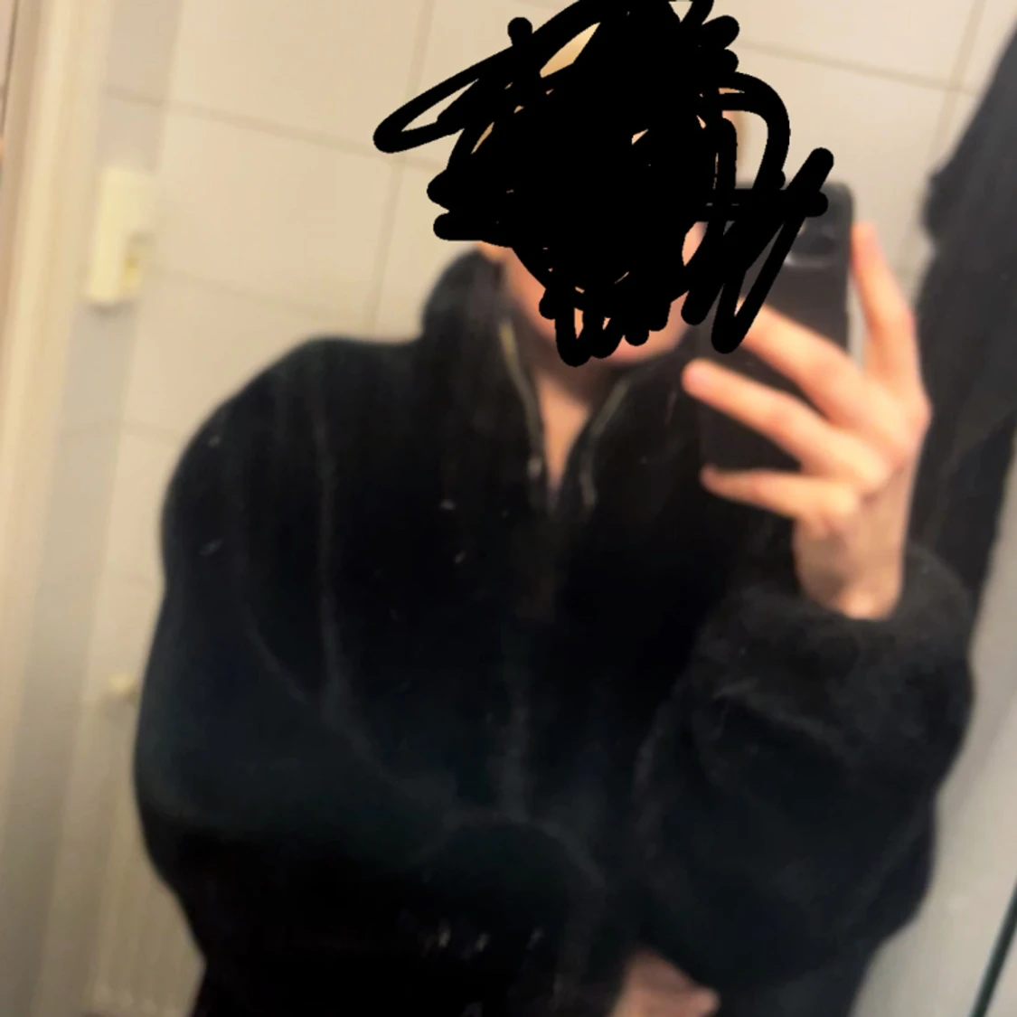 Svart Pälsjacka  - 90