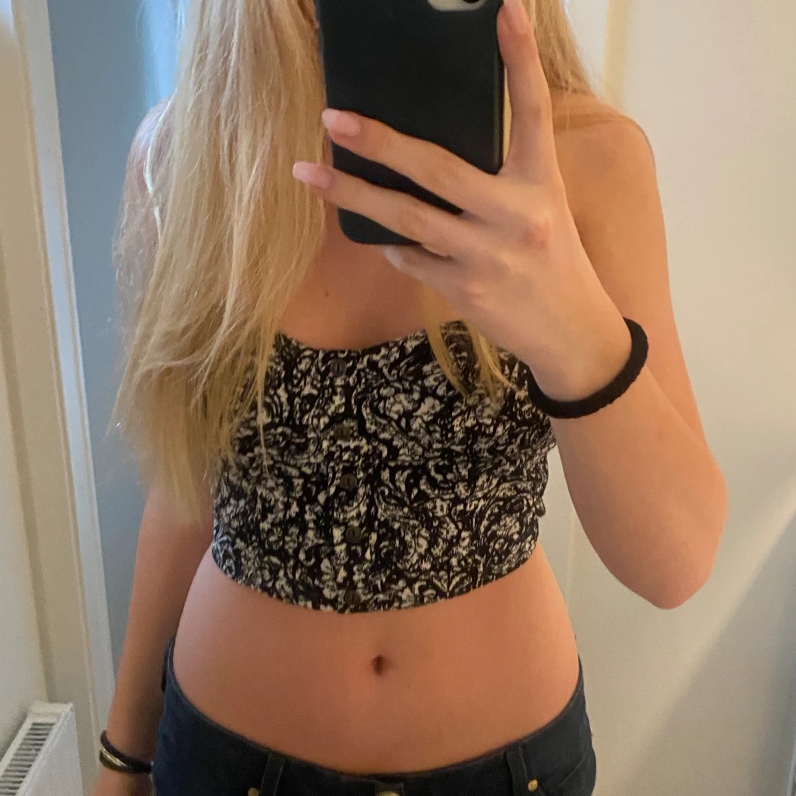 badaeu topp top mönstrad svart vit  - 92
