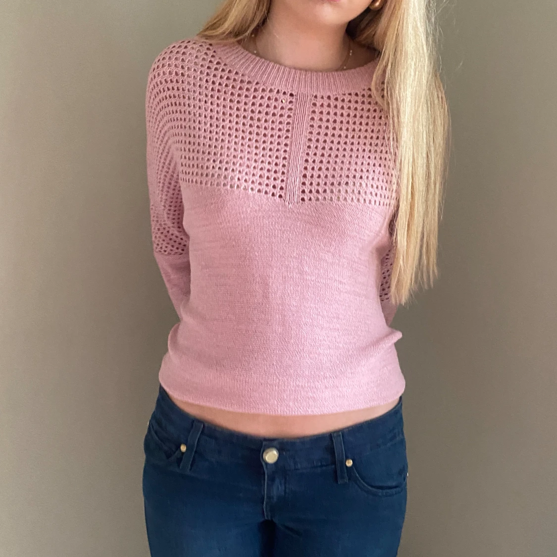 Rosa tröja stickad hål - 91