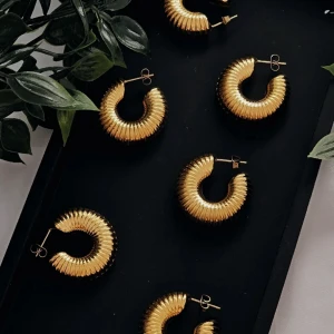 Chunky hoop earrings  - Chunky örhänge 18k guldpläterad. Helt nytt. Gjort av rostfritt stål och toppat med ren 18k guld. Vattentålig, kommer inte att tappa bort färgen. 