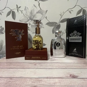 Lattafa eternal oud & Alhambra Perseus - Tjena!😁 Säljer dessa två parfymer!  Båda är endast test sprutade alltså så är det minst 99ml i flaskorna  Lattafa Eternal Oud🪵🍦 Full presentation Pris:400kr +frakt  Maison Alhambra Perseus🍦🌰 Full presentation Pris: 280kr + frakt  Paketpris: 550kr 