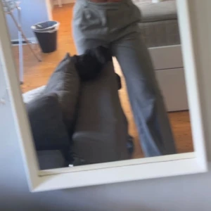 Gråa kostymbyxor - Gråa kostymbyxor från H&M som knappt är använda, snygga men är numera för stora för mig💕.