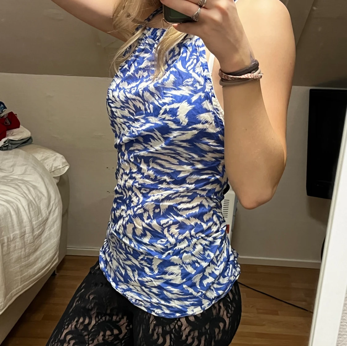 Blå & vit sommar blus / linne