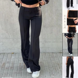 kostymbyxor madlady - säljer mina lågmidjade kostymbyxor från madlady i stl EU34-SHORT! lite för långa för mig som är 156cm, så hade passat någon runt 165 troligtvis. endast använda en gång då dem blivit för små, så nyskick!!  hör av er för egna bilder💗