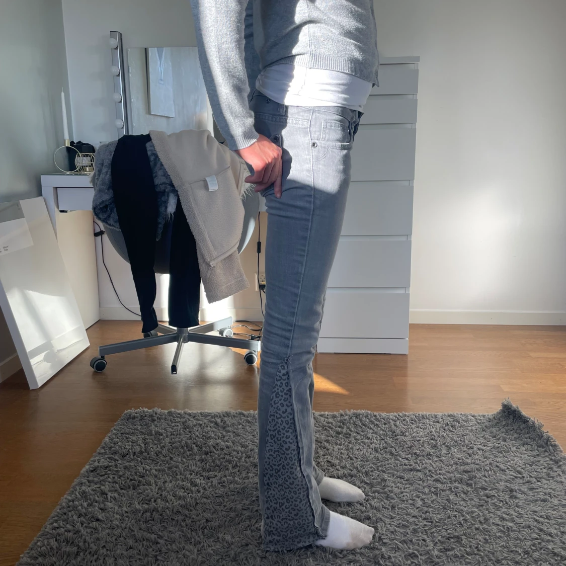 Lågmidjade Leopard jeans