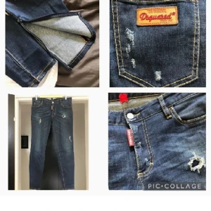 Dsquared2 dsquared  - IT 44 med stretch = 28/29"/svensk 38:a. 98% bomull 2% elastane - Obs, de är mjuka och stretchiga.  Dragkedja nedtill i byxbenen. Tight modell. Helt i nyskick. Inköpta på Cenino Donna Hbg. Innerbenlängd 74cm Midjemått 86cm