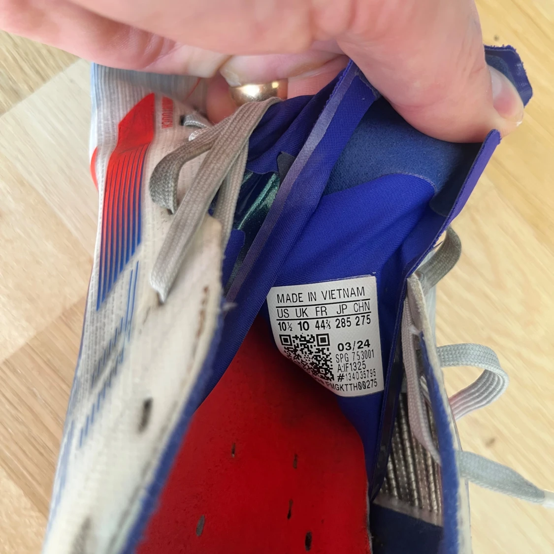 Adidas F50 fotbollsskor vit/blå/röd 44⅔ - 3