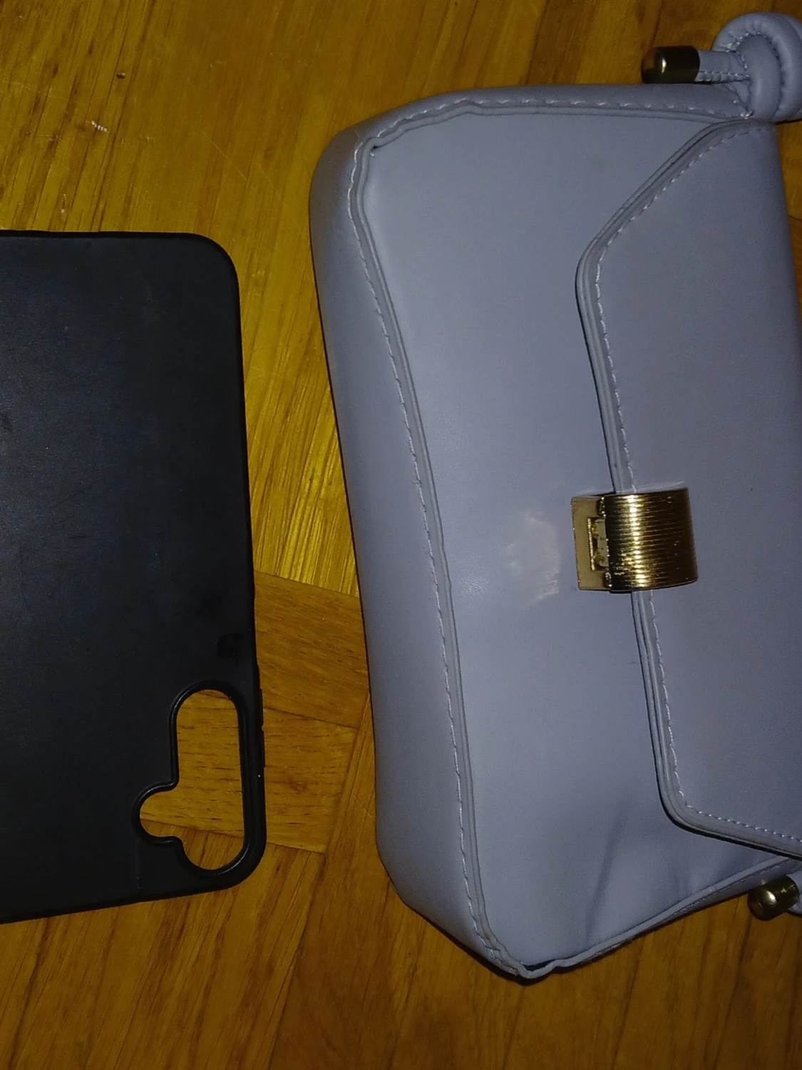 Grå/blå axelväska med gulddetalj - 13