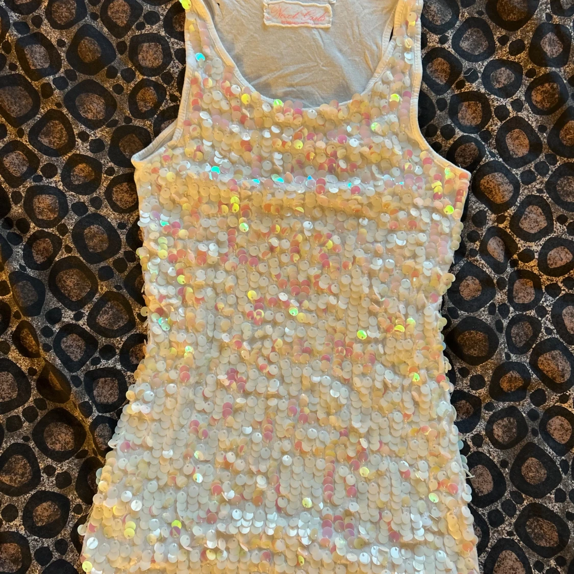 Vit Vintage paljett-topp  - 1