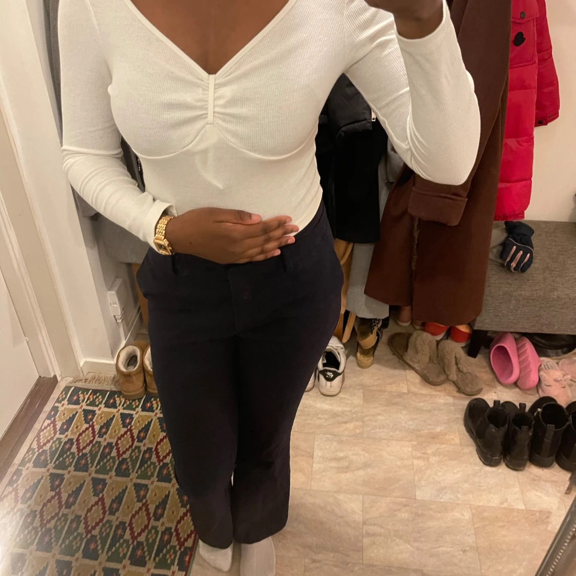 Vit ribbad tröja - 1