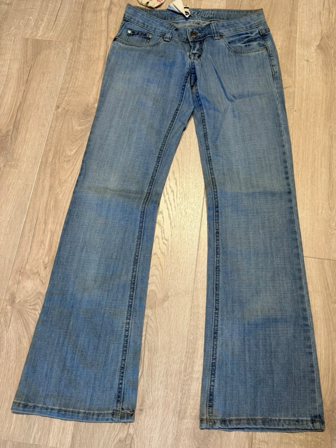 Blå bootcut jeans  - 4