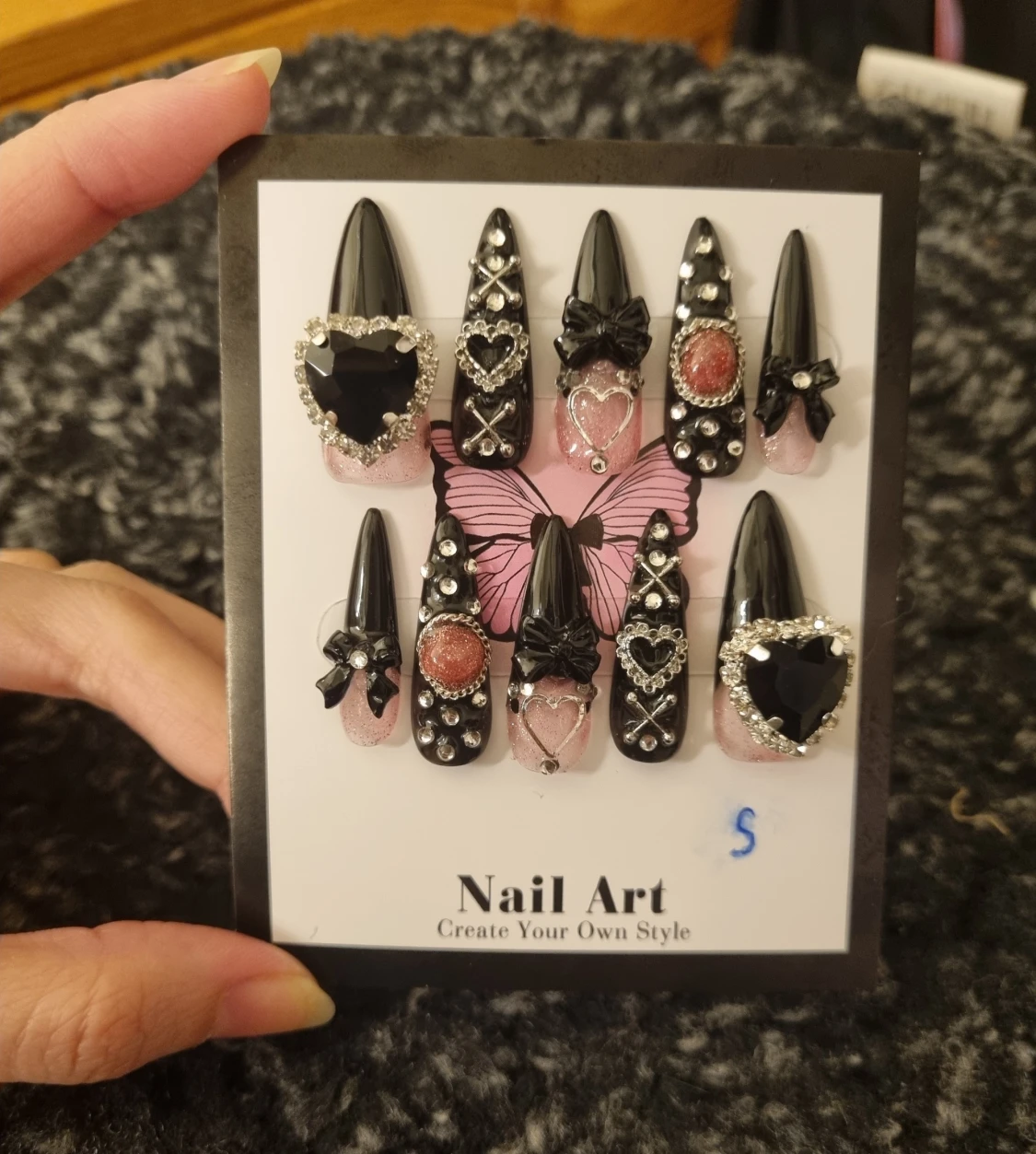 Handmade Gothic Nails Strl S - 1