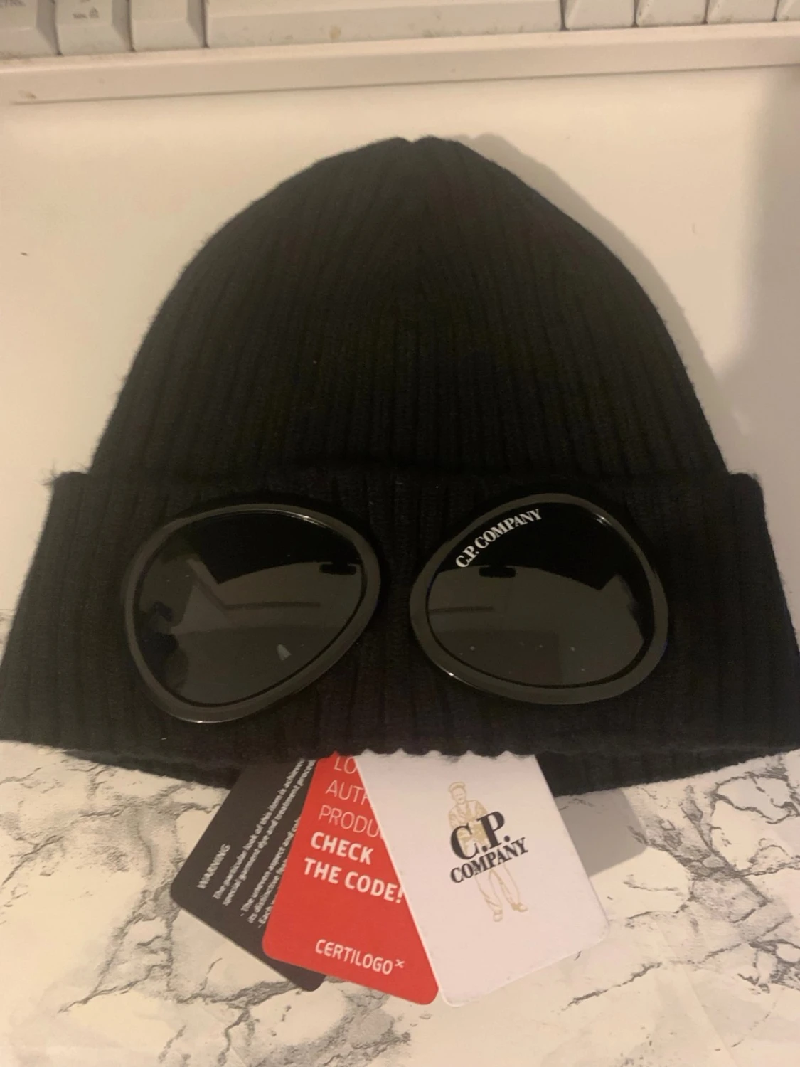 Svart ribbad goggla-mössa C.P. Company - 2