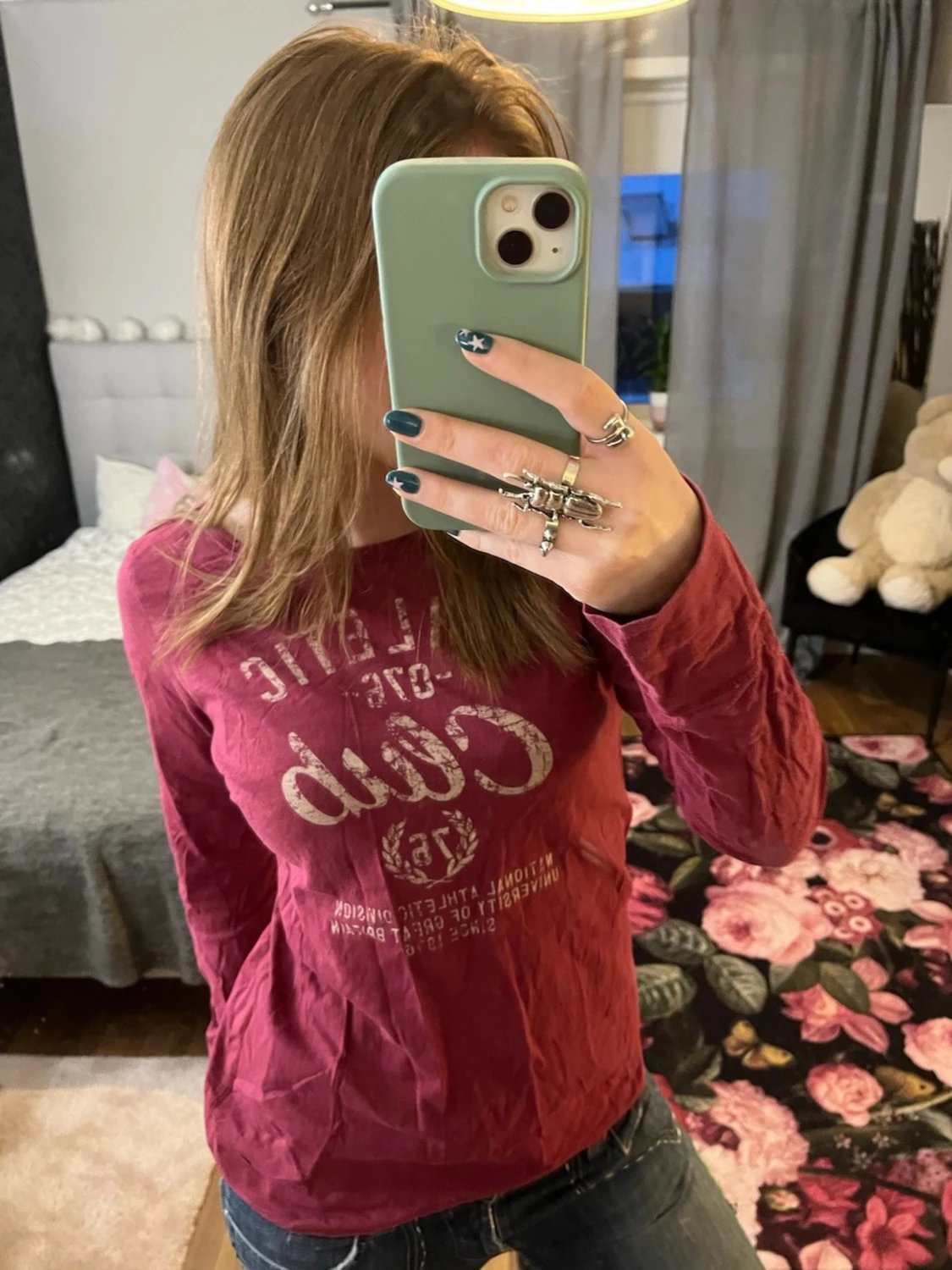 Vinröd långärmad topp  - 1