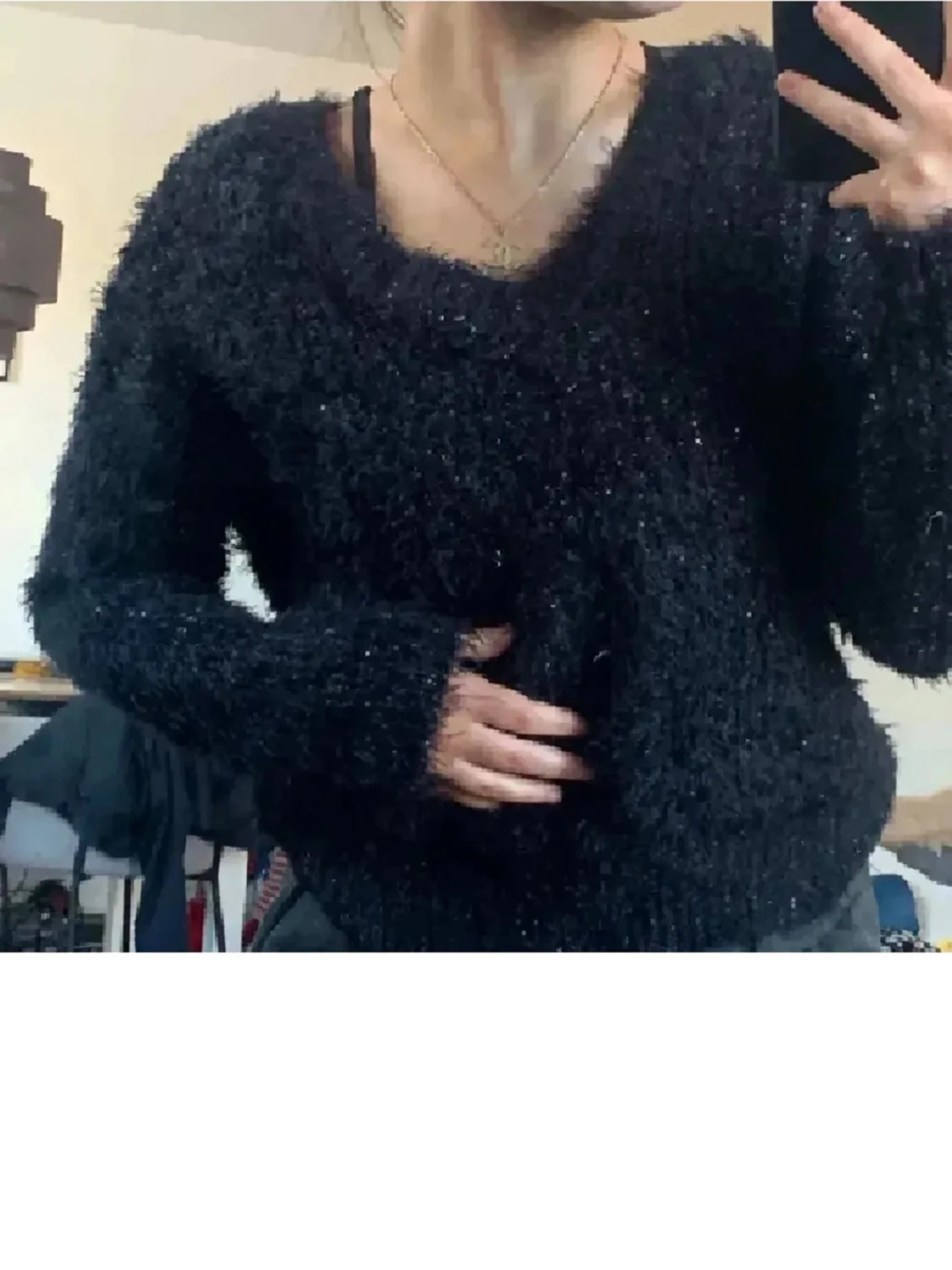 Svart fluffig stickad tröja Sincerely Loved - 3