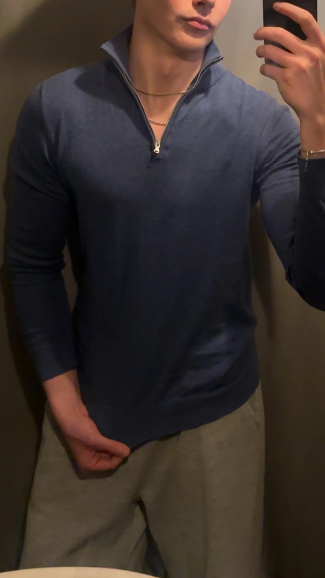 Blå half zip tröja Dressmann