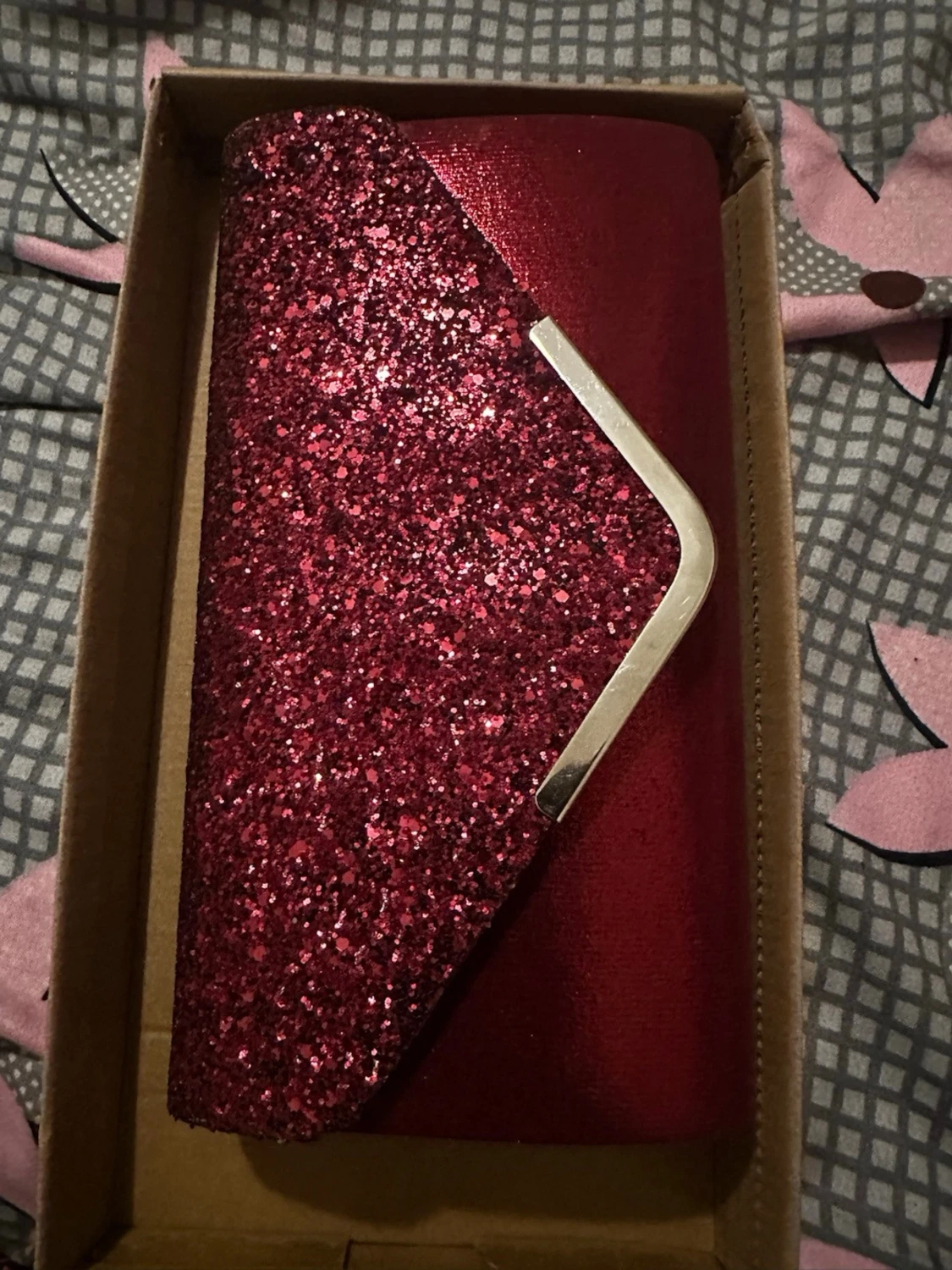 Röd glittrig kuvertväska/torba - 1
