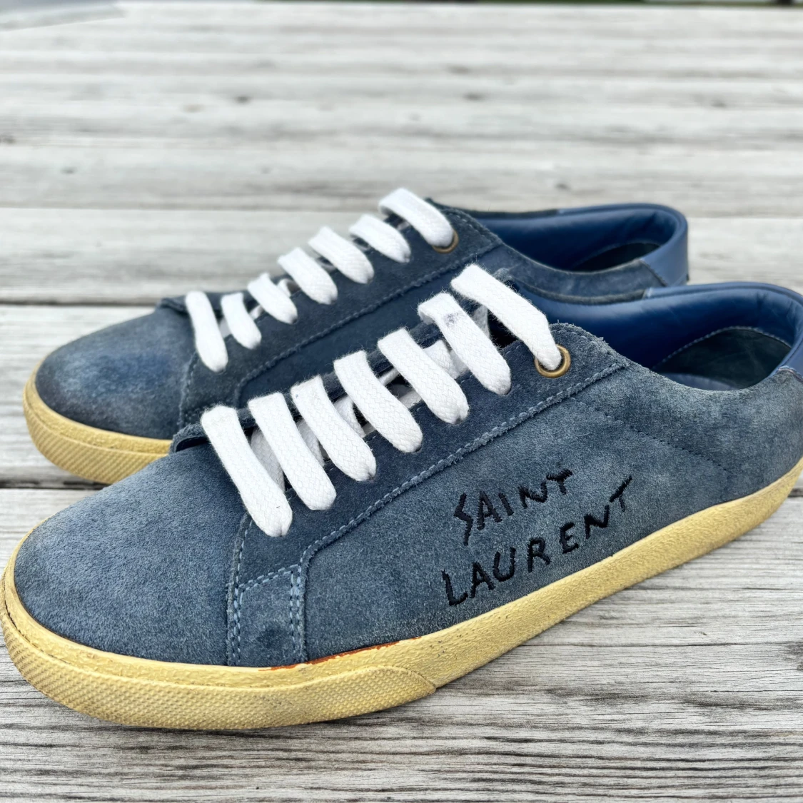 Saint Laurent blå mocka sneakers