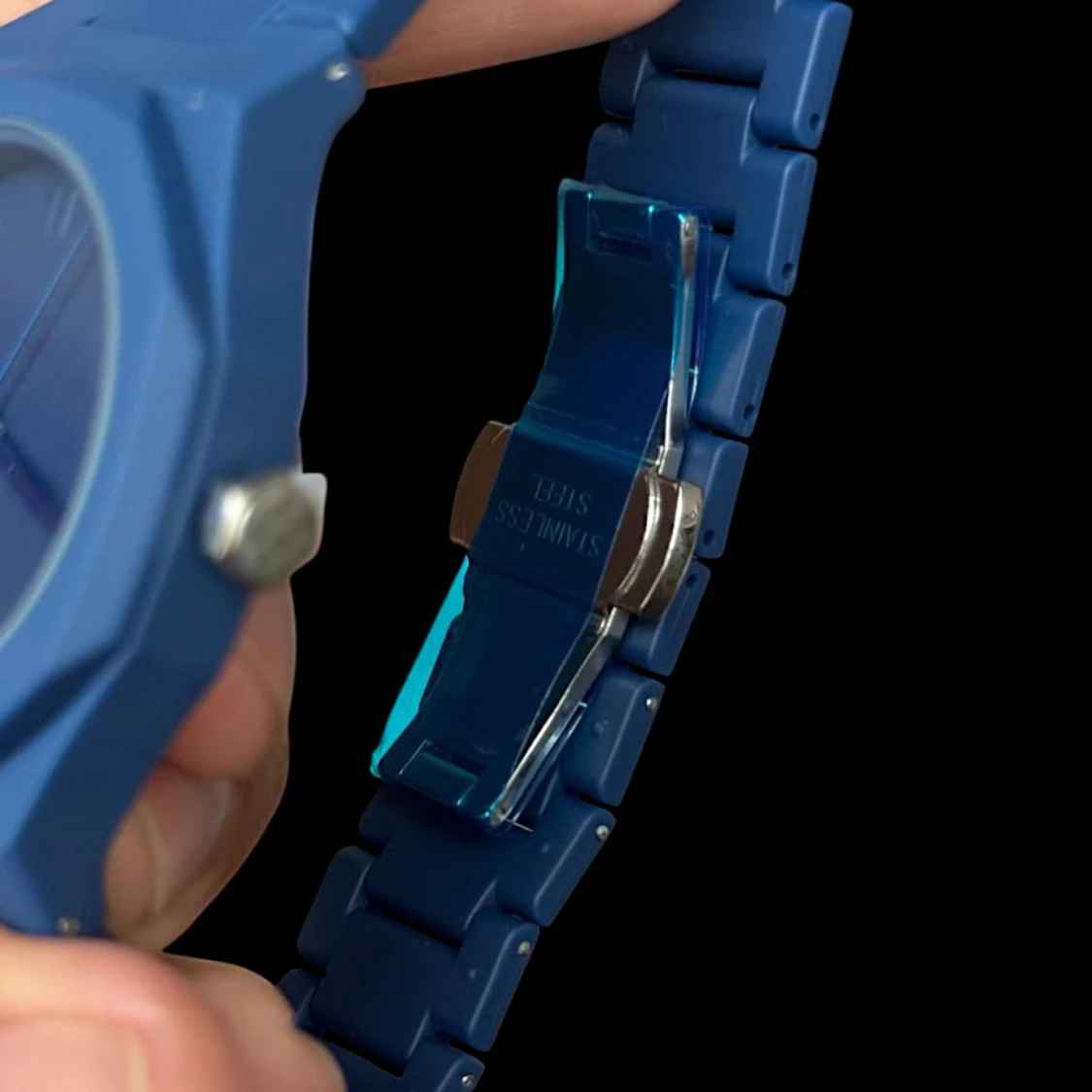 Blå stilren klocka med länkarmband - 3