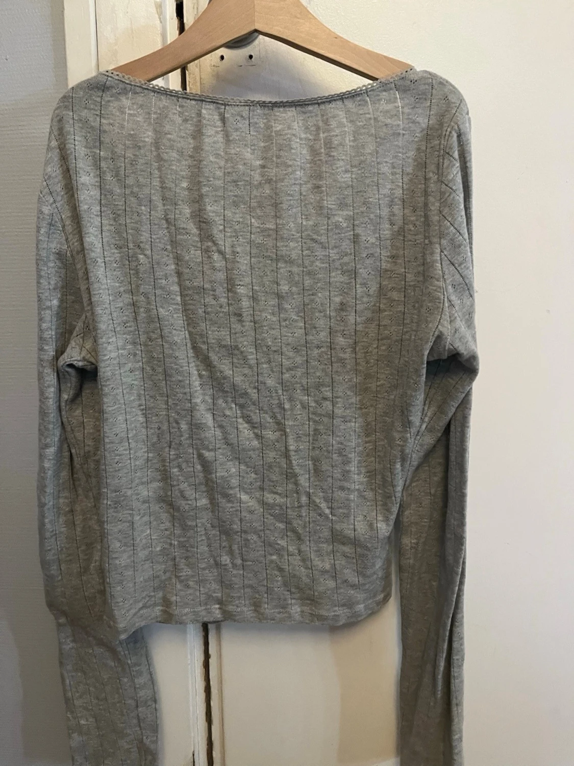 Grå ribbad långärmad topp Gina tricot - 1