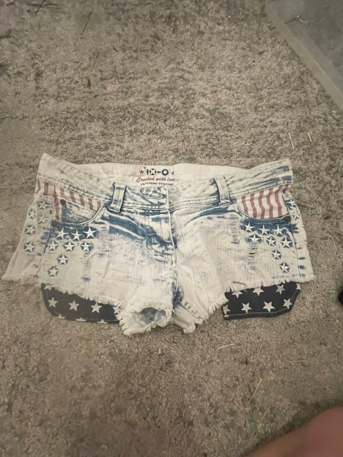 Jeansshorts med stjärnor och ränder - 1