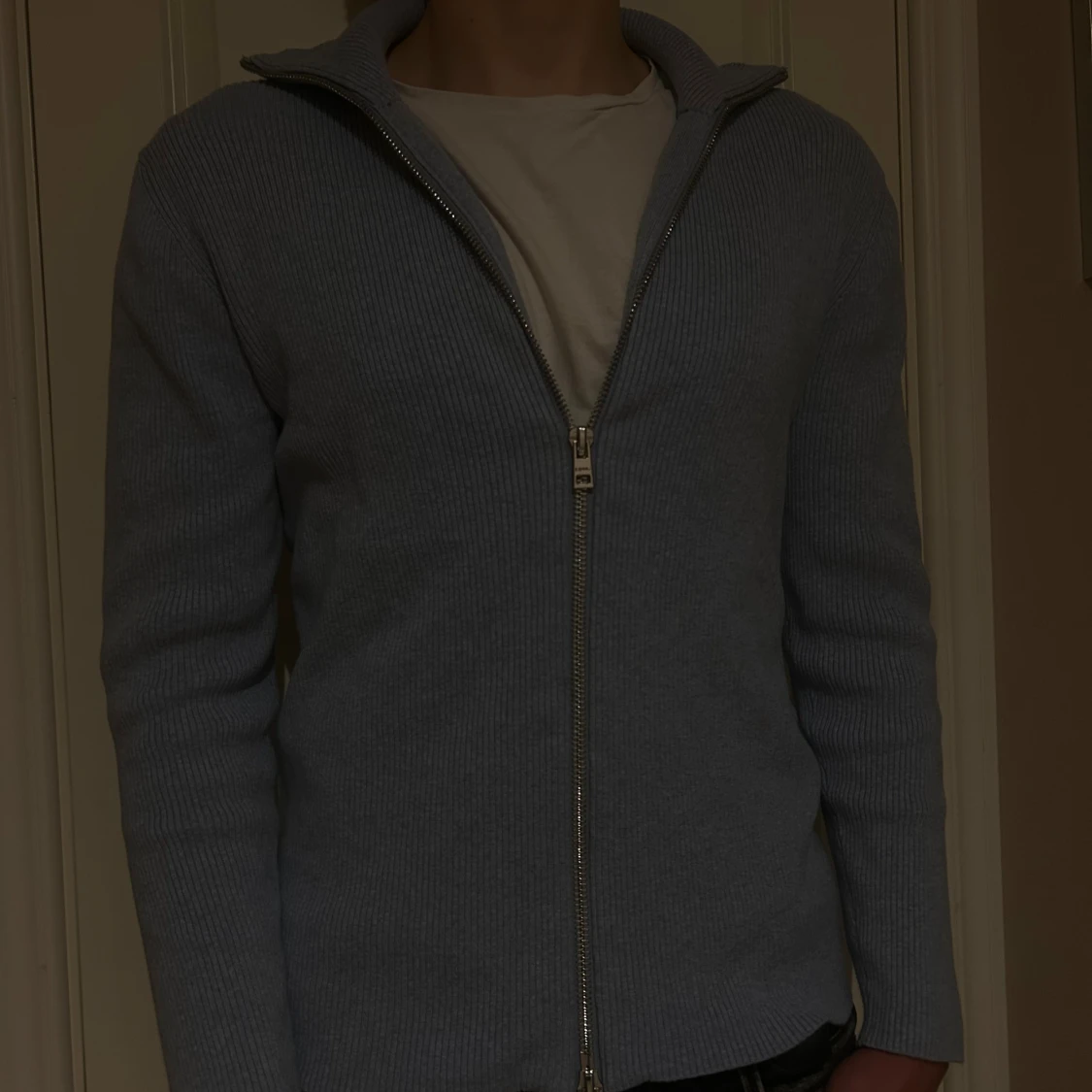 Ljusblå stickad kofta från Ljung - 1