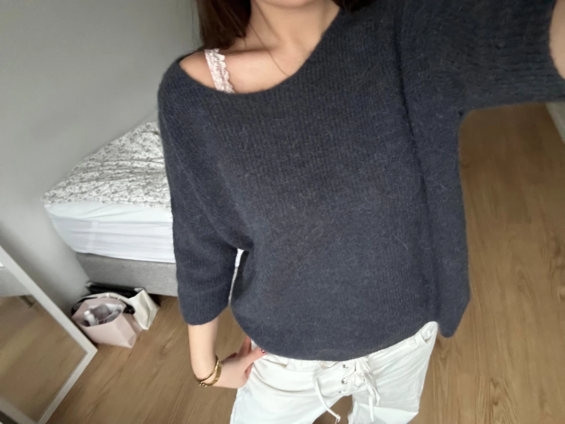 trekvartsärmad stickad tröja  - 2